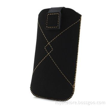 Mobile Phone Pouch for iPhone 4, w/ Retractable Pull-tab Combined with Hook-and-Loop Closure